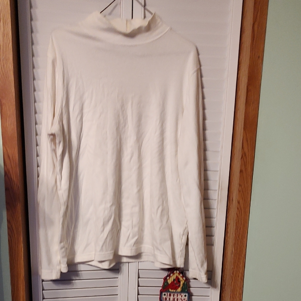 Cream Long Sleeve Mock Turtleneck Top